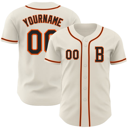 Custom Cream Black-Orange Authentic Baseball Jersey - Sky-Custom