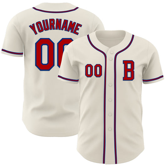 Custom Cream Red=Royal Authentic Baseball Jersey - Sky-Custom
