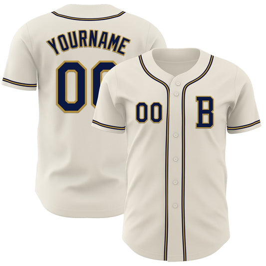 Custom Cream Navy-Old Gold Authentic Baseball Jersey - Sky-Custom