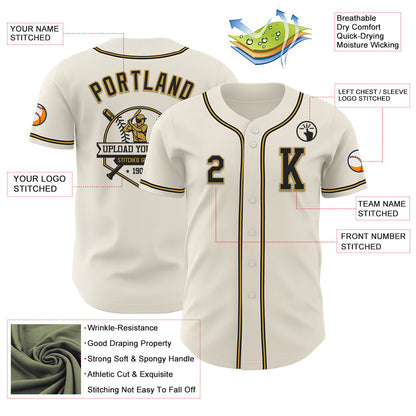 Custom Cream Black-Old Gold Authentic Baseball Jersey - Sky-Custom