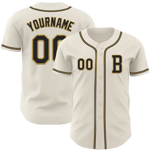Custom Cream Black-Old Gold Authentic Baseball Jersey - Sky-Custom
