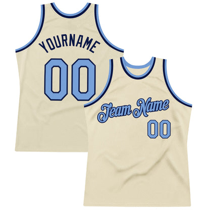 Custom Cream Light Blue-Navy Authentic Throwback Basketball Jersey - Sky-Custom