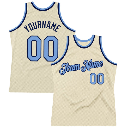 Custom Cream Light Blue-Navy Authentic Throwback Basketball Jersey - Sky-Custom