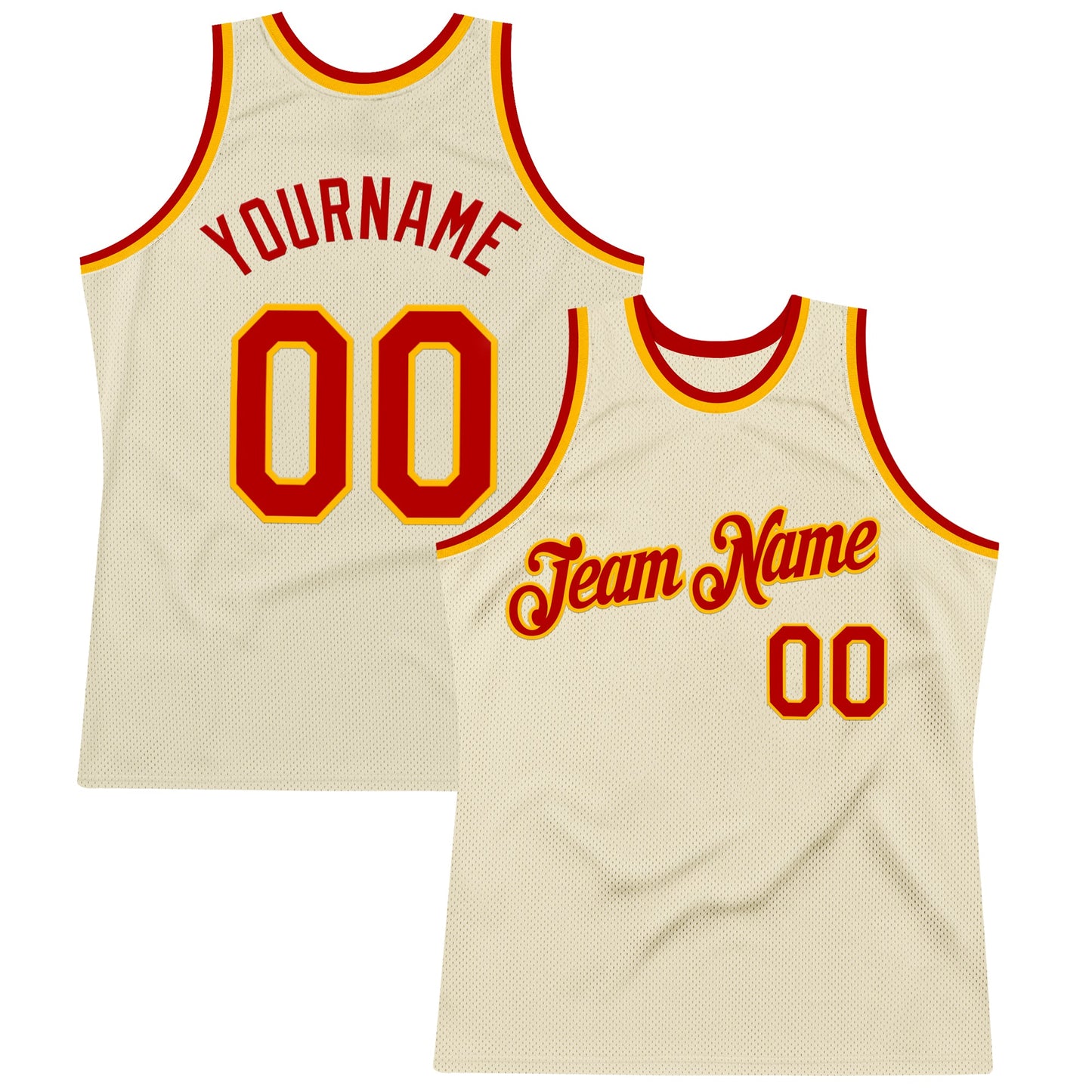 Custom Cream Red-Gold Authentic Throwback Basketball Jersey - Sky-Custom