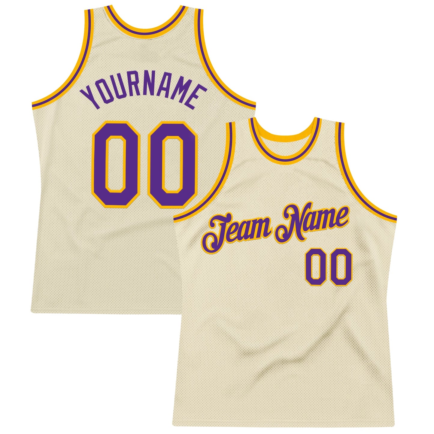 Custom Cream Purple-Gold Authentic Throwback Basketball Jersey - Sky-Custom