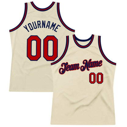 Custom Cream Red-Navy Authentic Throwback Basketball Jersey - Sky-Custom