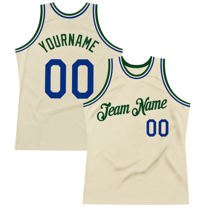 Custom Cream Royal-Green Authentic Throwback Basketball Jersey - Sky-Custom