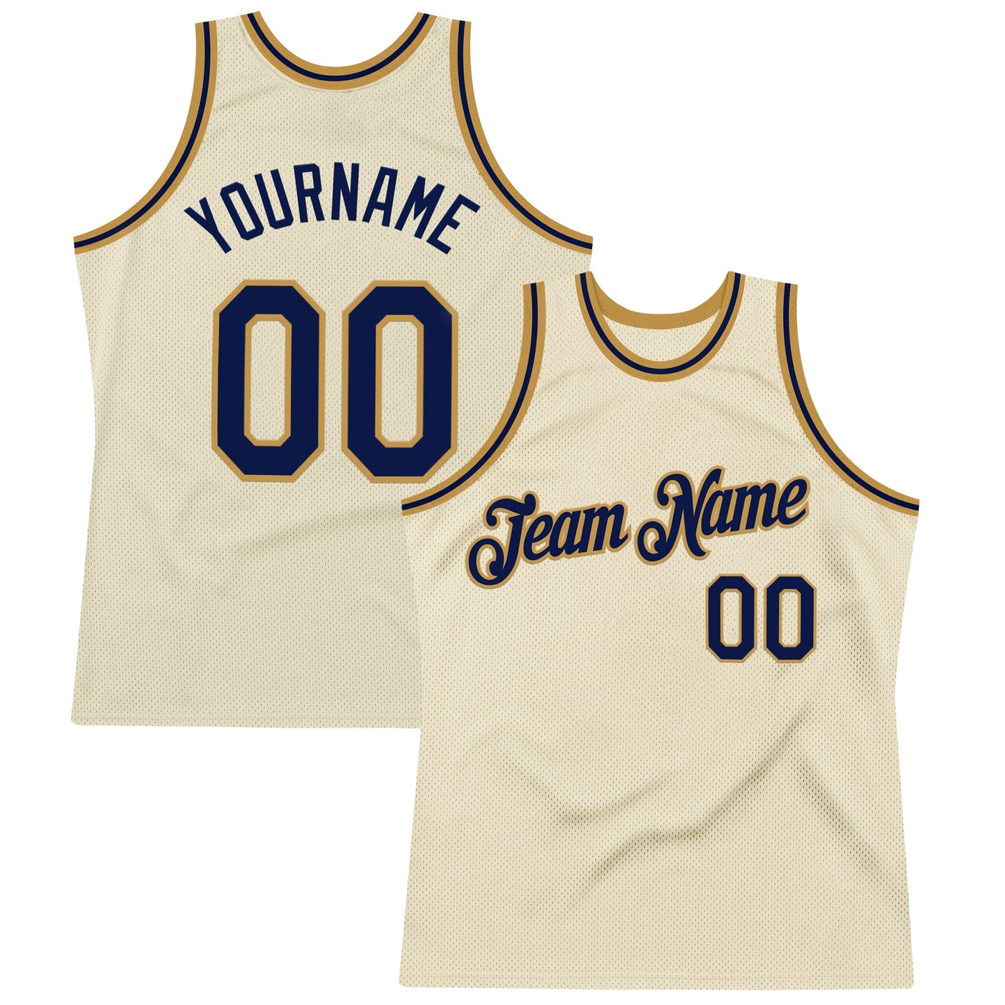 Custom Cream Navy-Old Gold Authentic Throwback Basketball Jersey - Sky-Custom