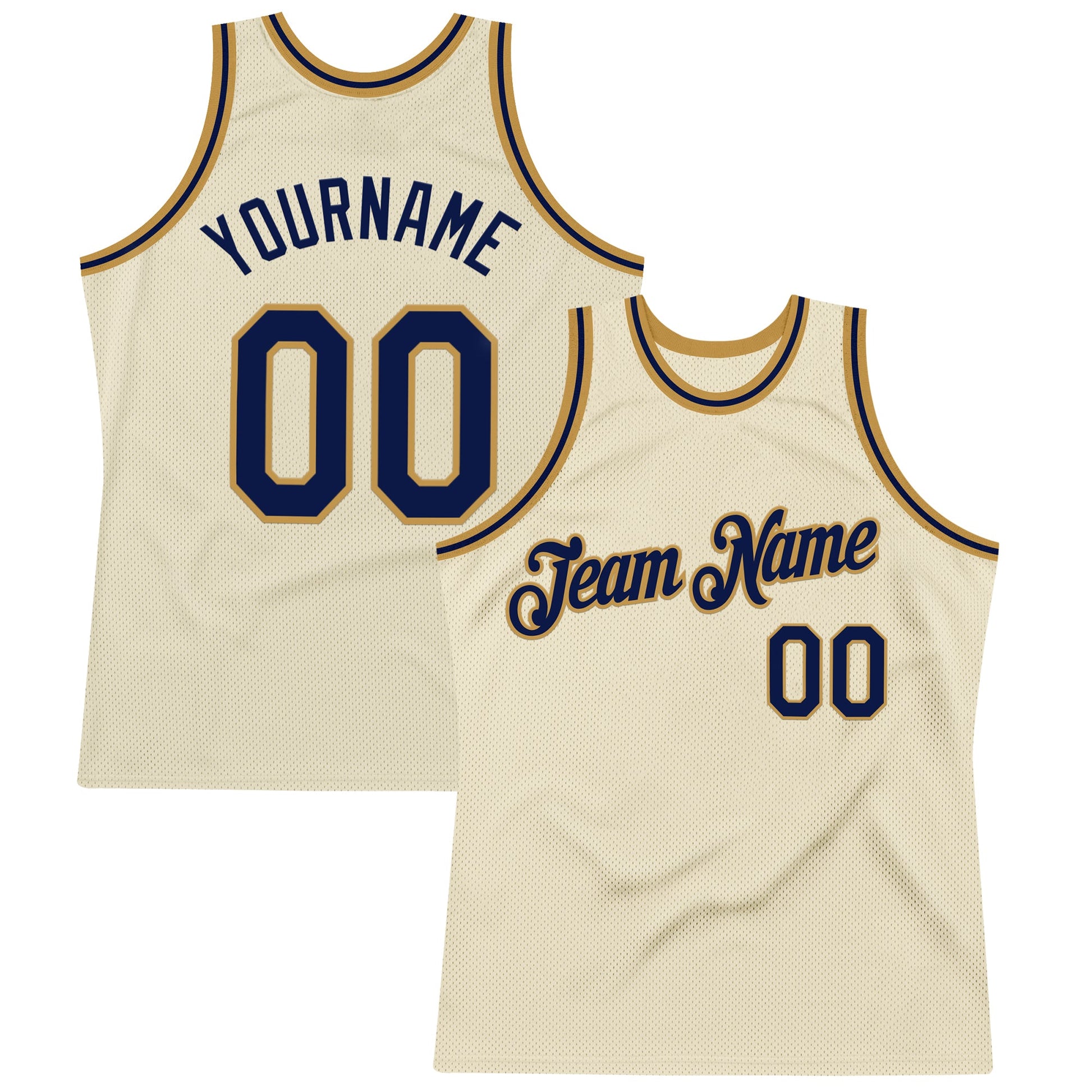 Custom Cream Navy-Old Gold Authentic Throwback Basketball Jersey - Sky-Custom
