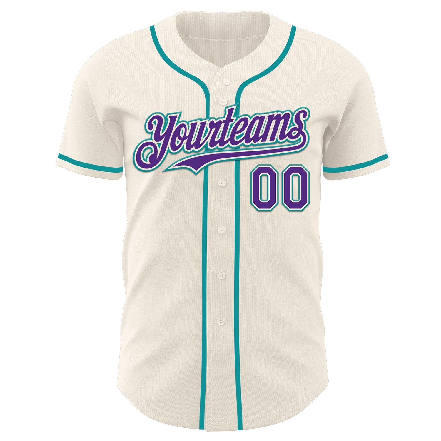 Custom Cream Purple-Teal Authentic Baseball Jersey - Sky-Custom