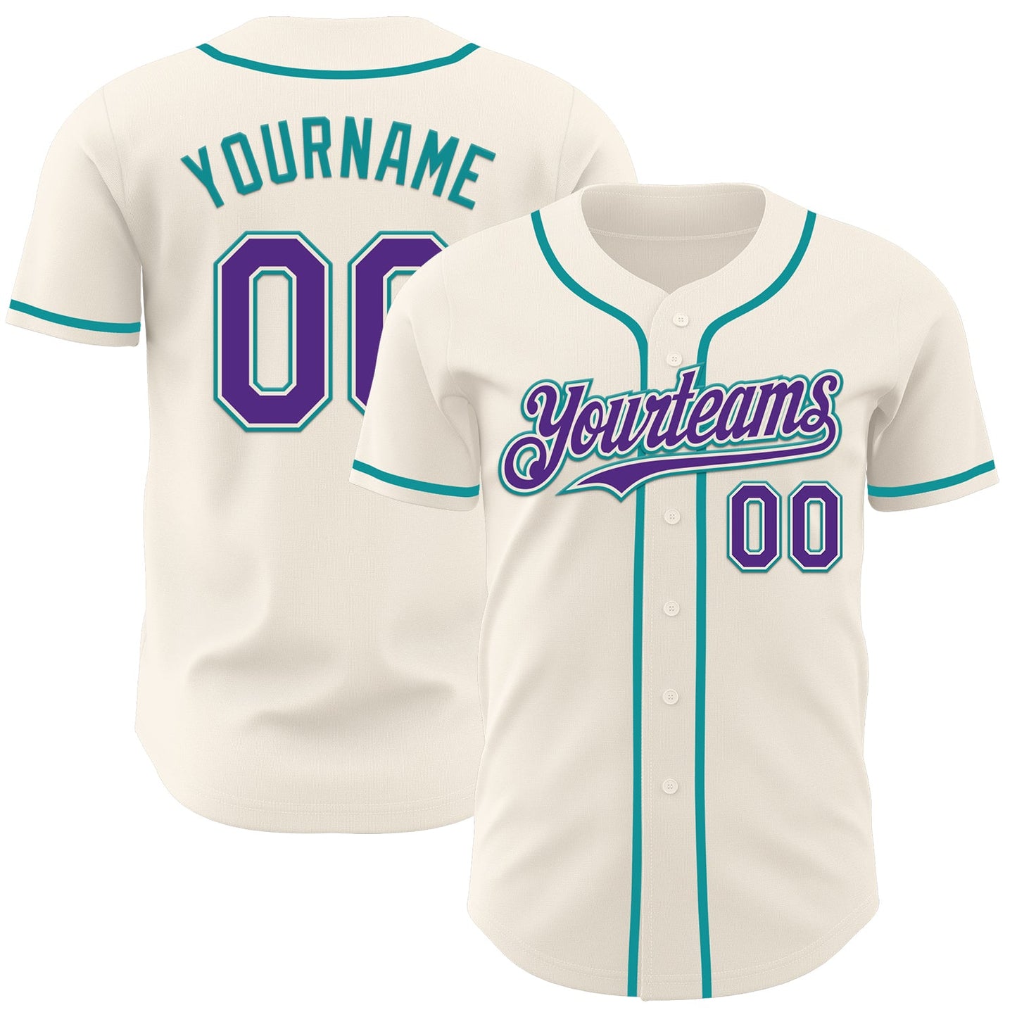 Custom Cream Purple-Teal Authentic Baseball Jersey - Sky-Custom