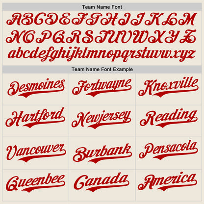 Custom Cream Red Authentic Baseball Jersey - Sky-Custom