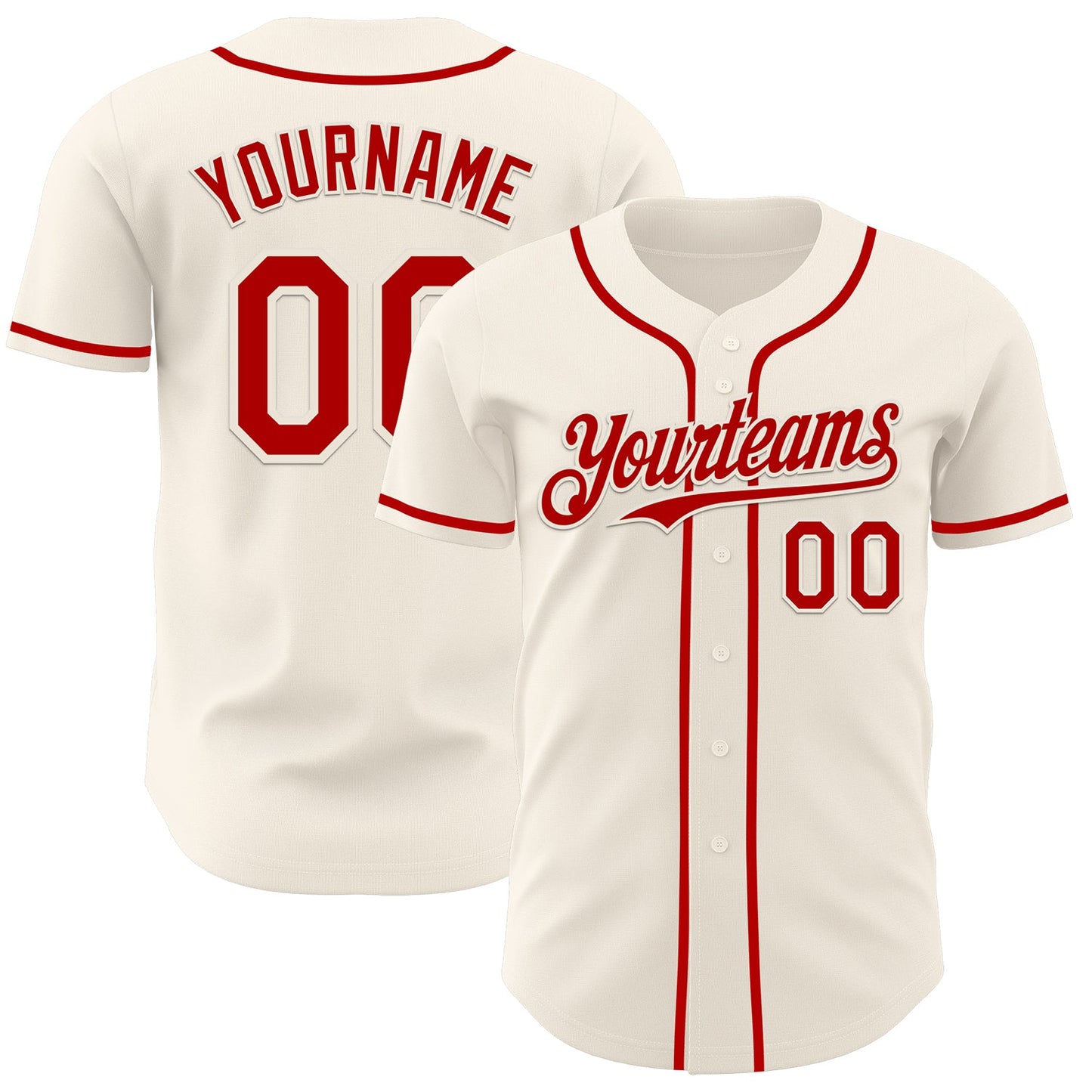 Custom Cream Red Authentic Baseball Jersey - Sky-Custom