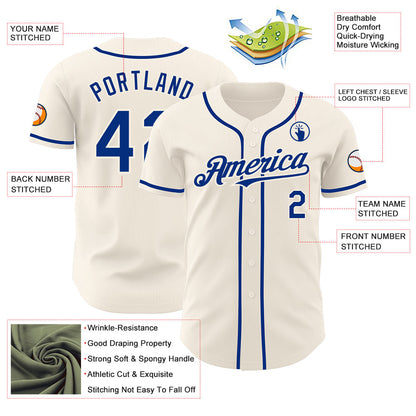 Custom Cream Royal Authentic Baseball Jersey - Sky-Custom