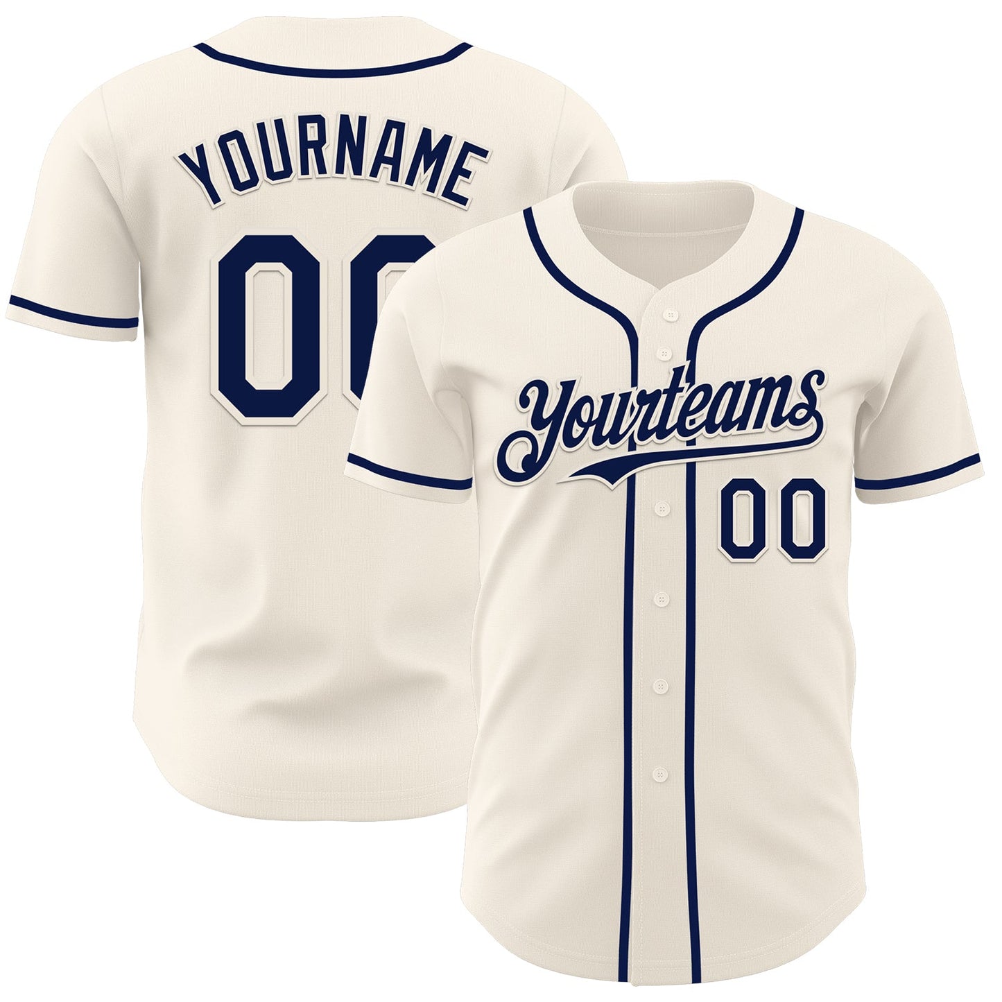 Custom Cream Navy Authentic Baseball Jersey - Sky-Custom