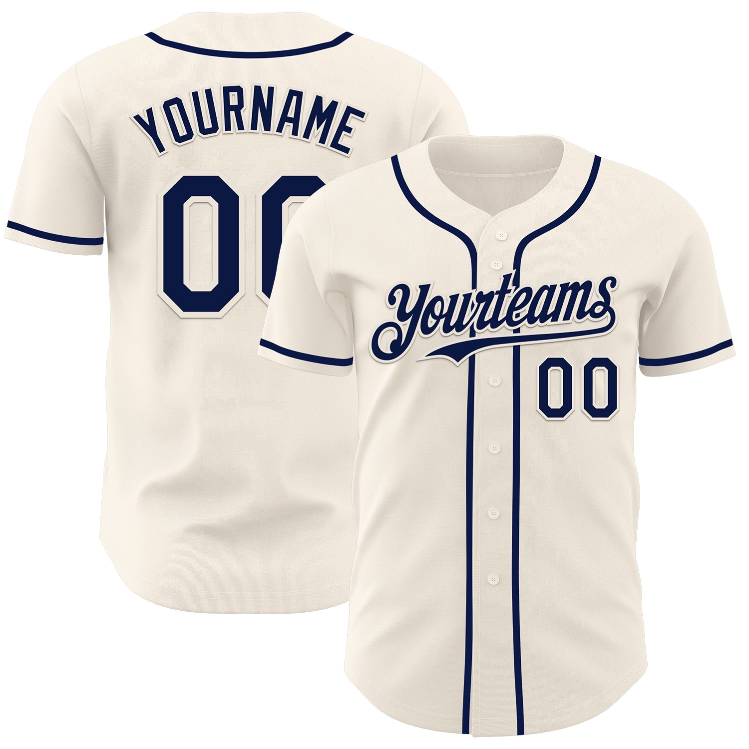 Custom Cream Navy Authentic Baseball Jersey - Sky-Custom