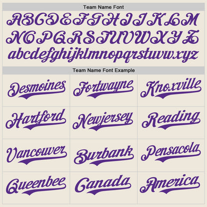 Custom Cream Purple Authentic Baseball Jersey - Sky-Custom