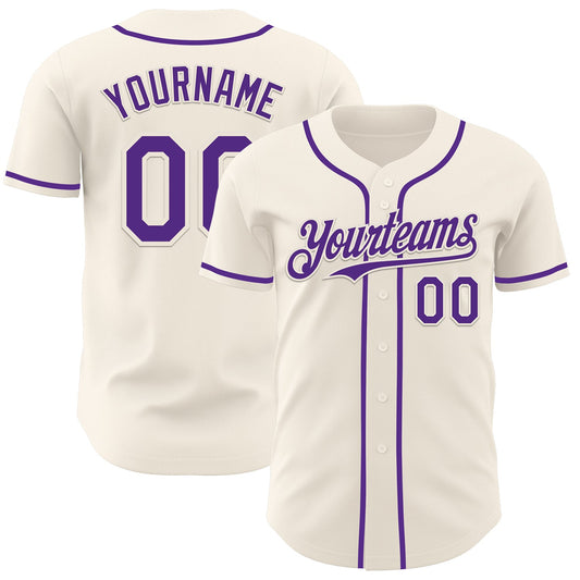 Custom Cream Purple Authentic Baseball Jersey - Sky-Custom