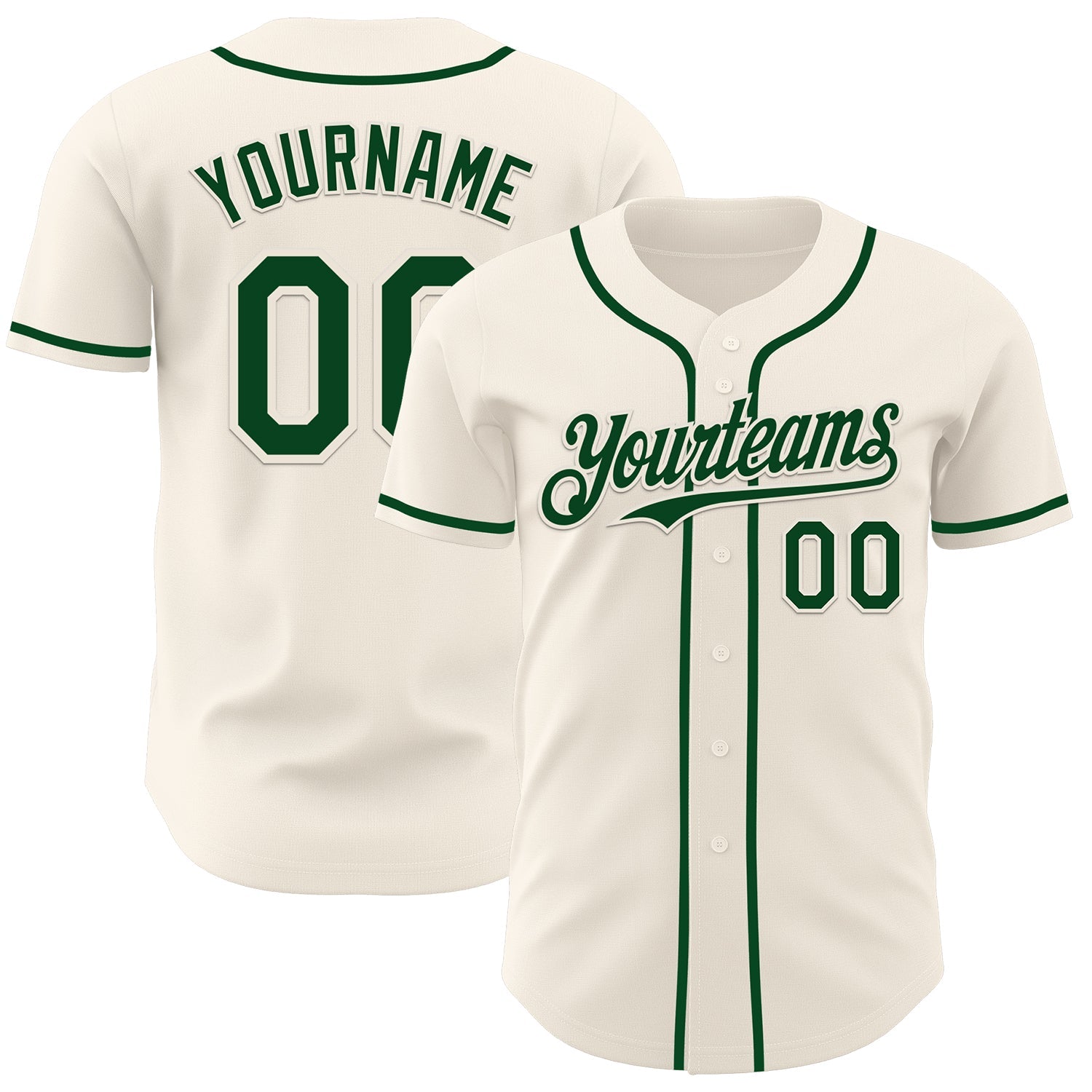 Custom Cream Green Authentic Baseball Jersey - Sky-Custom