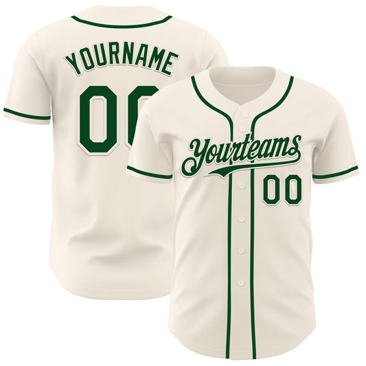 Custom Cream Green Authentic Baseball Jersey - Sky-Custom