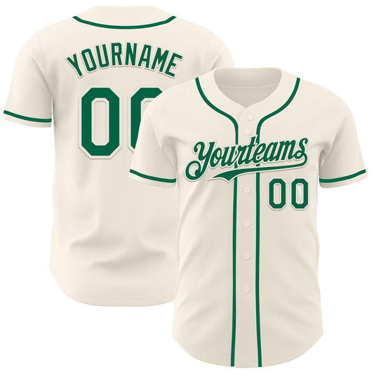 Custom Cream Kelly Green Authentic Baseball Jersey - Sky-Custom