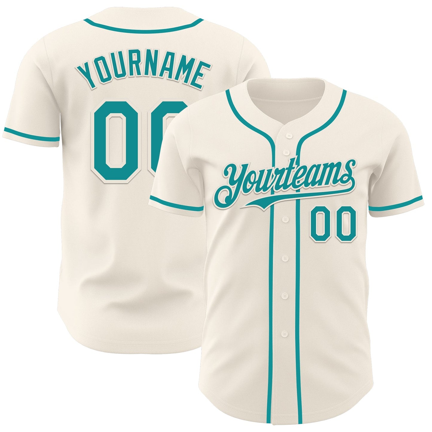 Custom Cream Teal Authentic Baseball Jersey - Sky-Custom