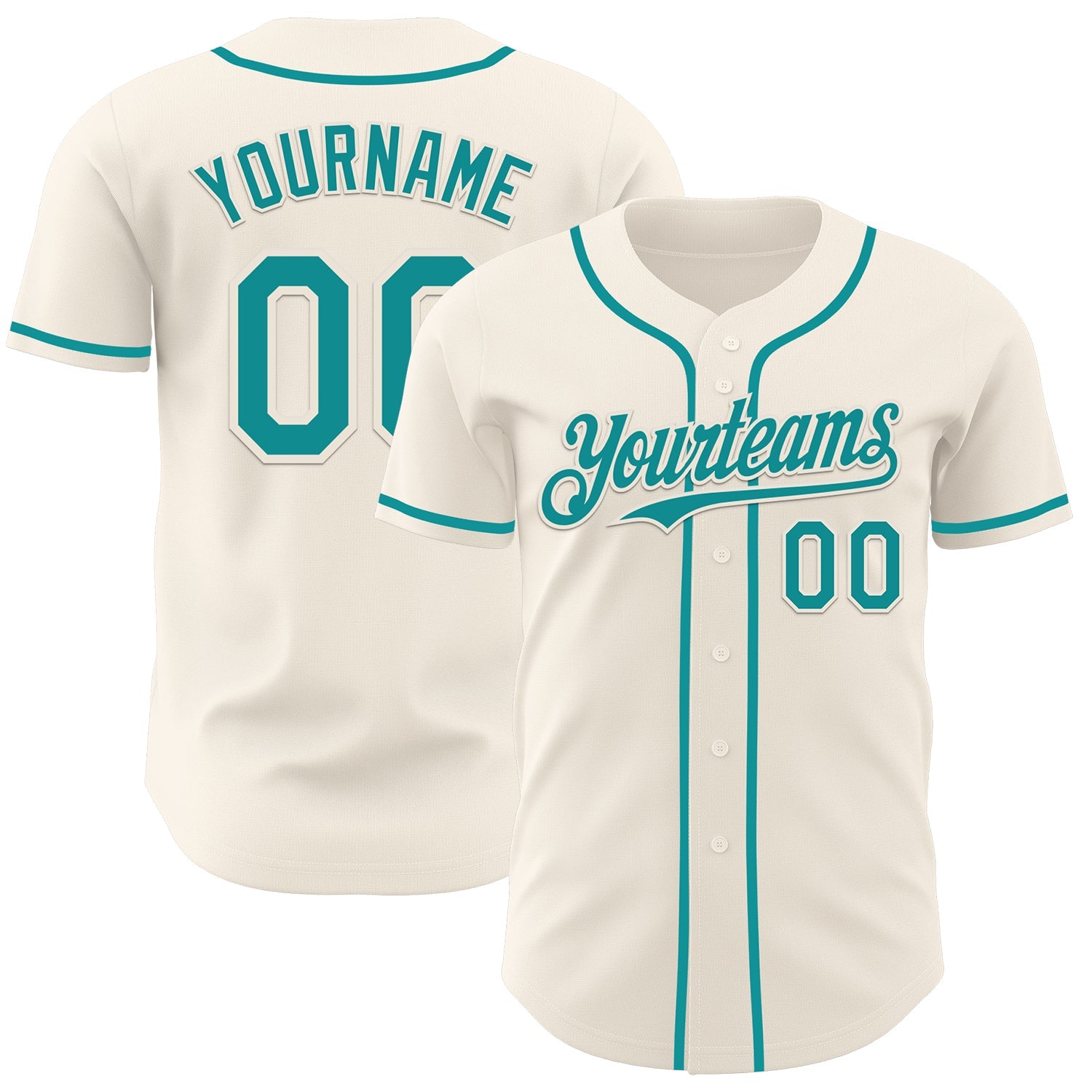 Custom Cream Teal Authentic Baseball Jersey - Sky-Custom
