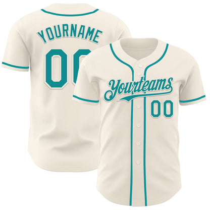 Custom Cream Teal Authentic Baseball Jersey - Sky-Custom