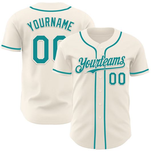 Custom Cream Teal Authentic Baseball Jersey - Sky-Custom