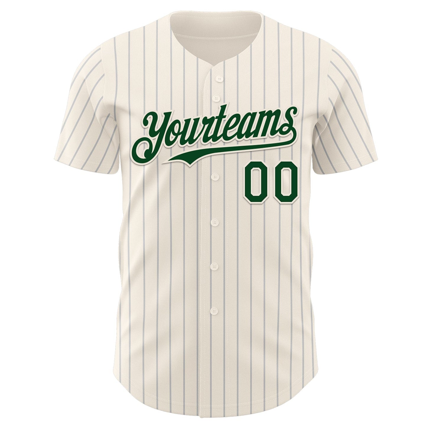 Custom Cream Gray Pinstripe Green Authentic Baseball Jersey - Sky-Custom