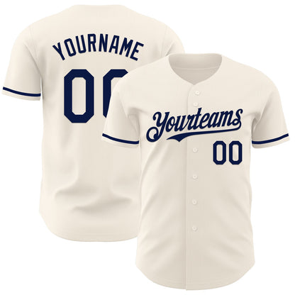 Custom Cream Navy Authentic Baseball Jersey - Sky-Custom