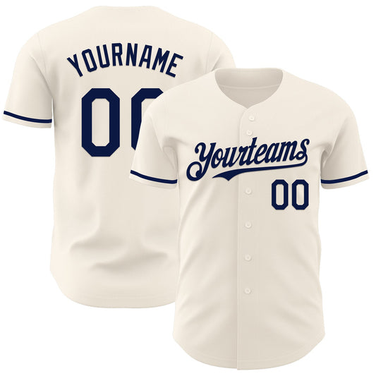 Custom Cream Navy Authentic Baseball Jersey - Sky-Custom
