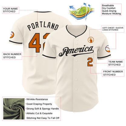 Custom Cream Texas Orange-Black Authentic Baseball Jersey - Sky-Custom