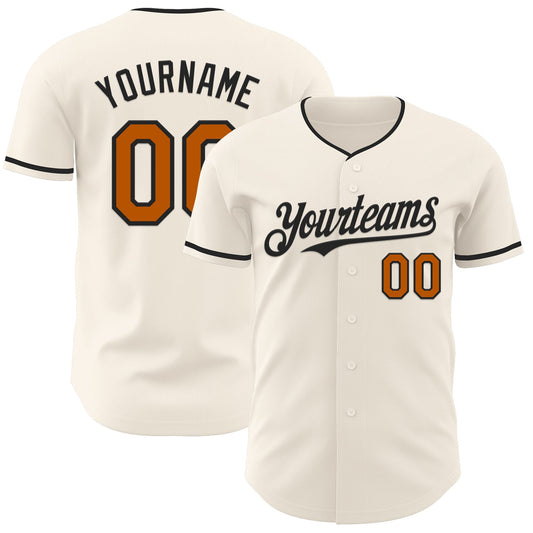 Custom Cream Texas Orange-Black Authentic Baseball Jersey - Sky-Custom