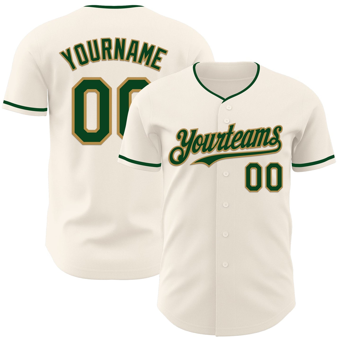 Custom Cream Green-Old Gold Authentic Baseball Jersey - Sky-Custom