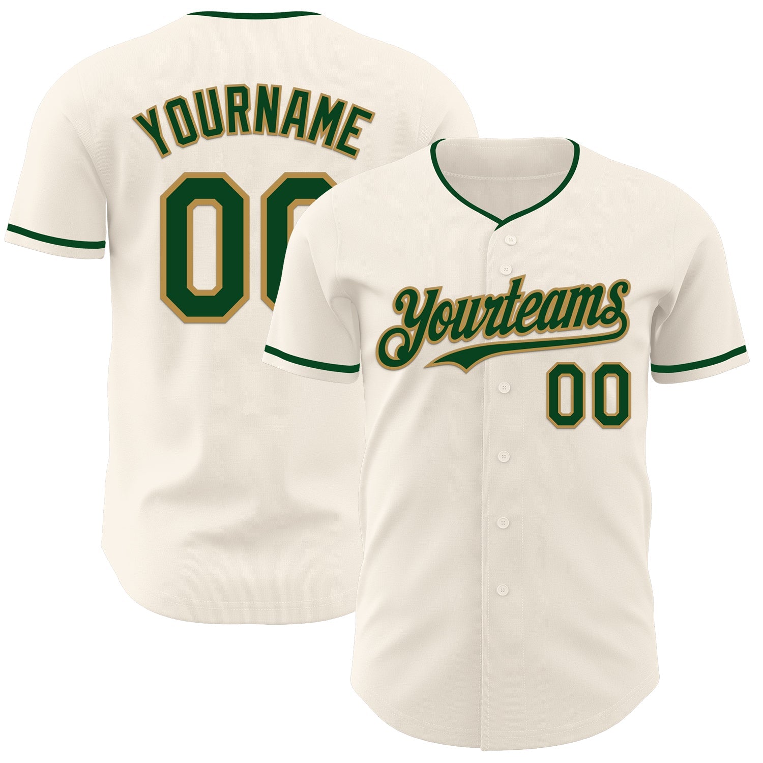 Custom Cream Green-Old Gold Authentic Baseball Jersey - Sky-Custom