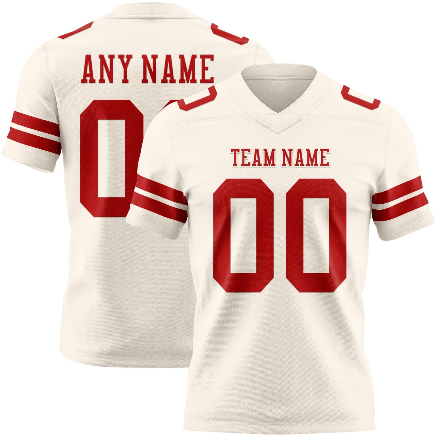 Custom Cream Red Mesh Authentic Football Jersey - Sky-Custom