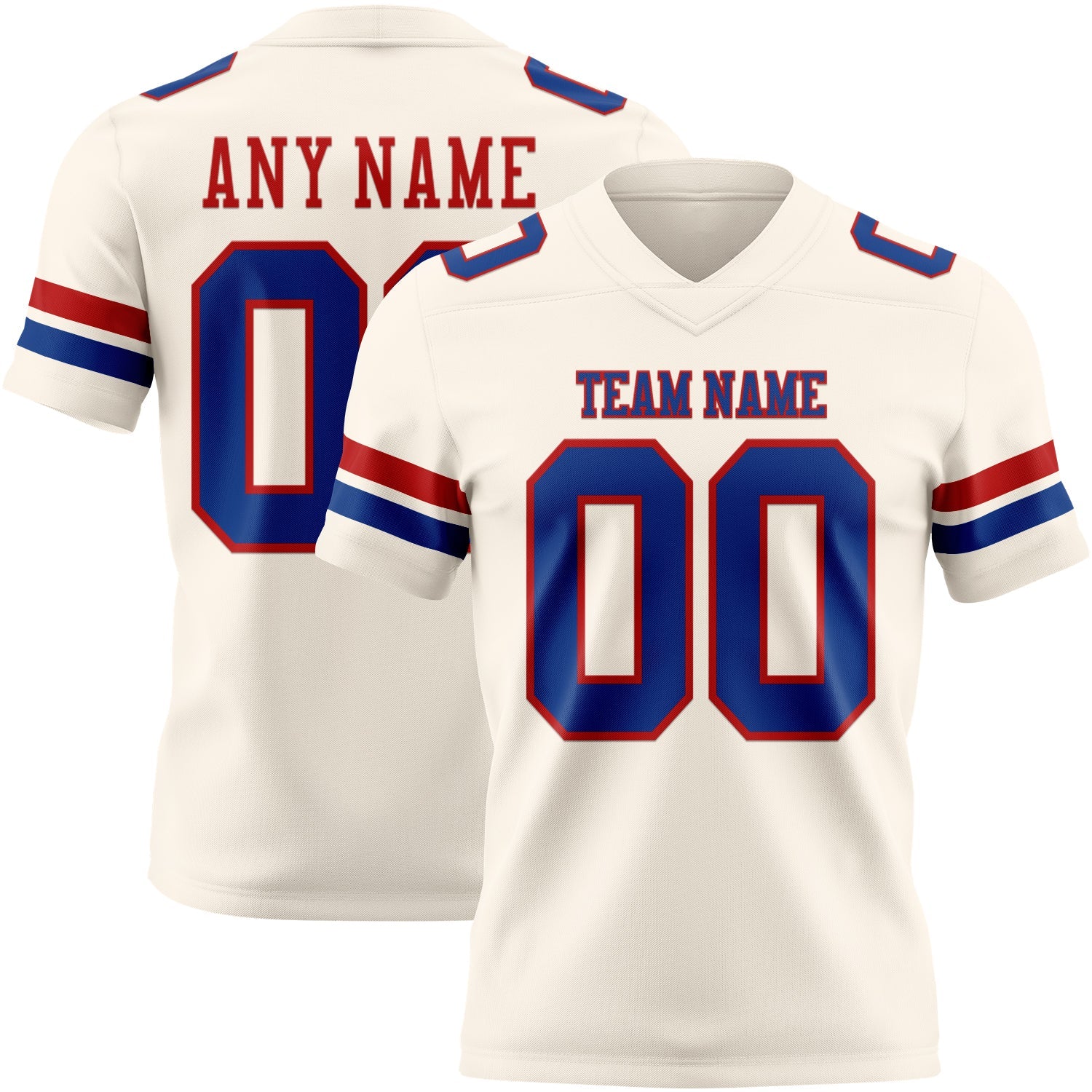 Custom Cream Royal-Red Mesh Authentic Football Jersey - Sky-Custom