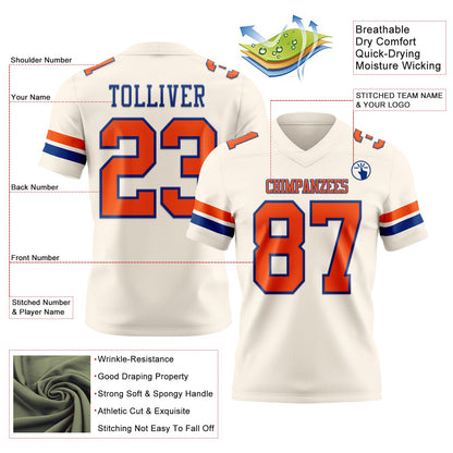 Custom Cream Orange-Royal Mesh Authentic Football Jersey - Sky-Custom