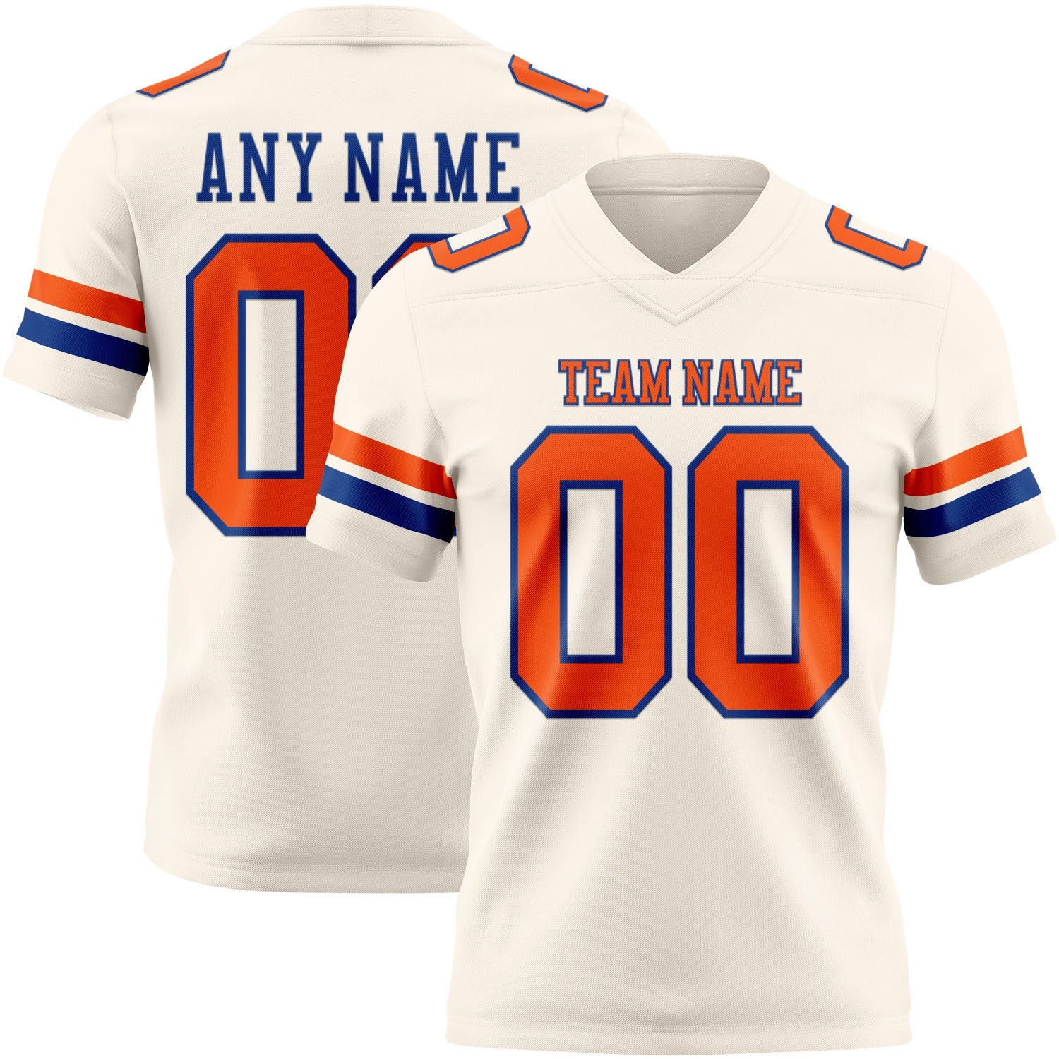 Custom Cream Orange-Royal Mesh Authentic Football Jersey - Sky-Custom