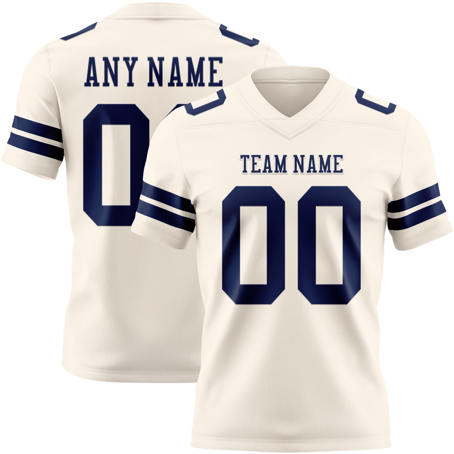 Custom Cream Navy Mesh Authentic Football Jersey - Sky-Custom