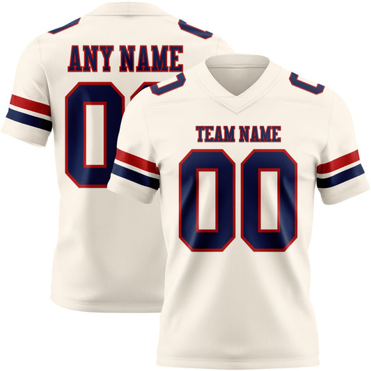 Custom Cream Navy-Red Mesh Authentic Football Jersey - Sky-Custom