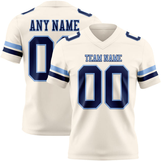 Custom Cream Navy-Light Blue Mesh Authentic Football Jersey - Sky-Custom