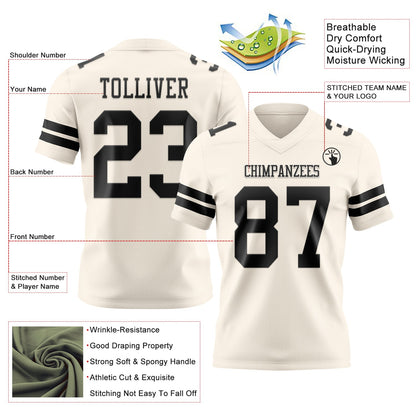 Custom Cream Black Mesh Authentic Football Jersey - Sky-Custom