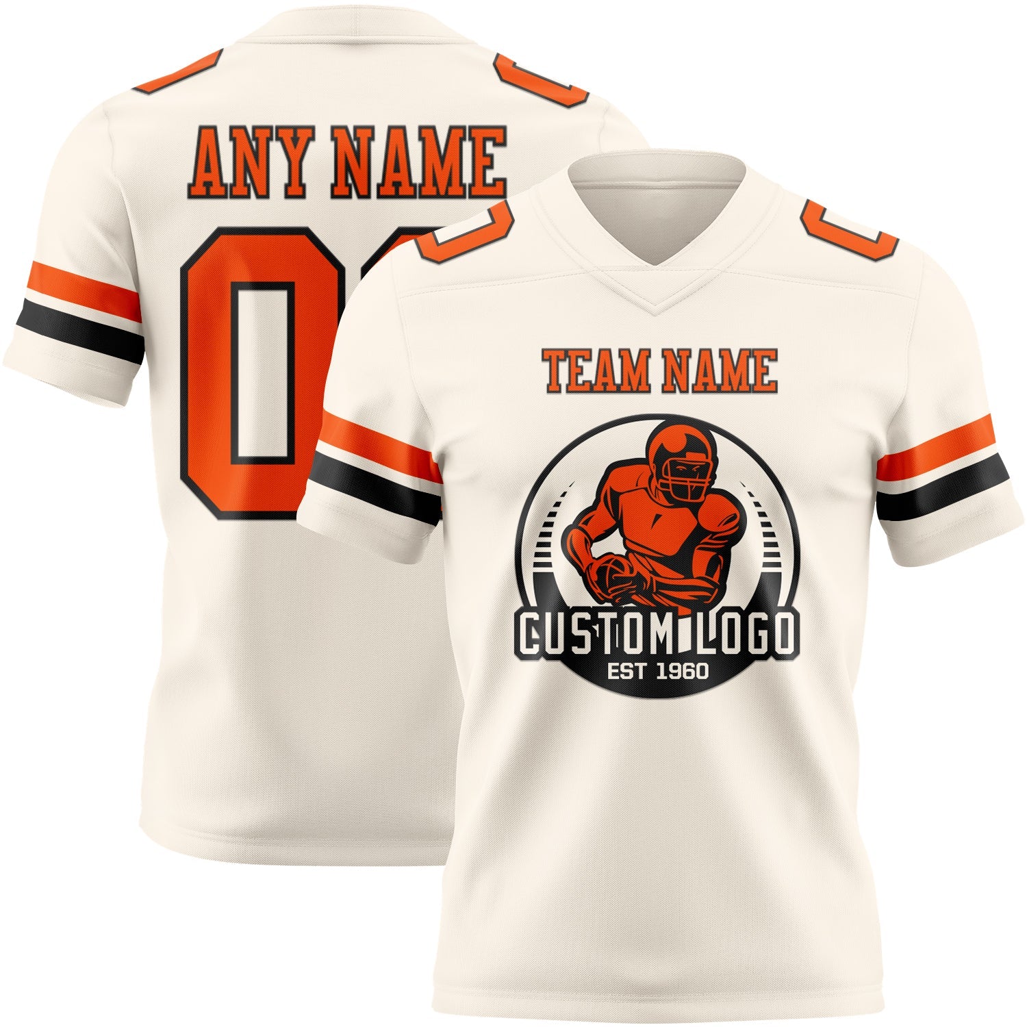 Custom Cream Orange-Black Mesh Authentic Football Jersey - Sky-Custom