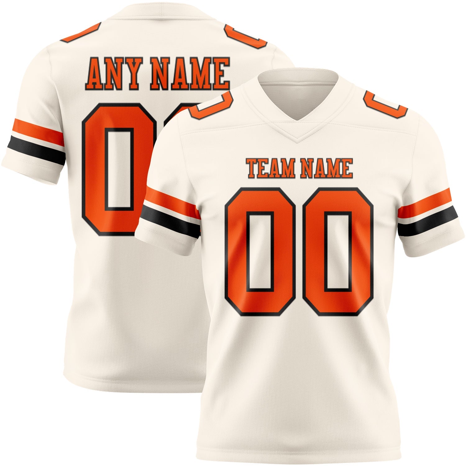 Custom Cream Orange-Black Mesh Authentic Football Jersey - Sky-Custom