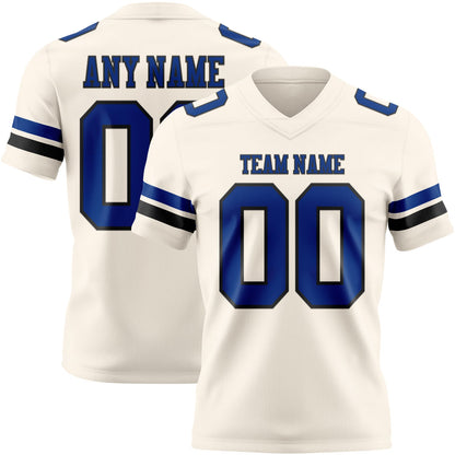 Custom Cream Royal-Black Mesh Authentic Football Jersey - Sky-Custom
