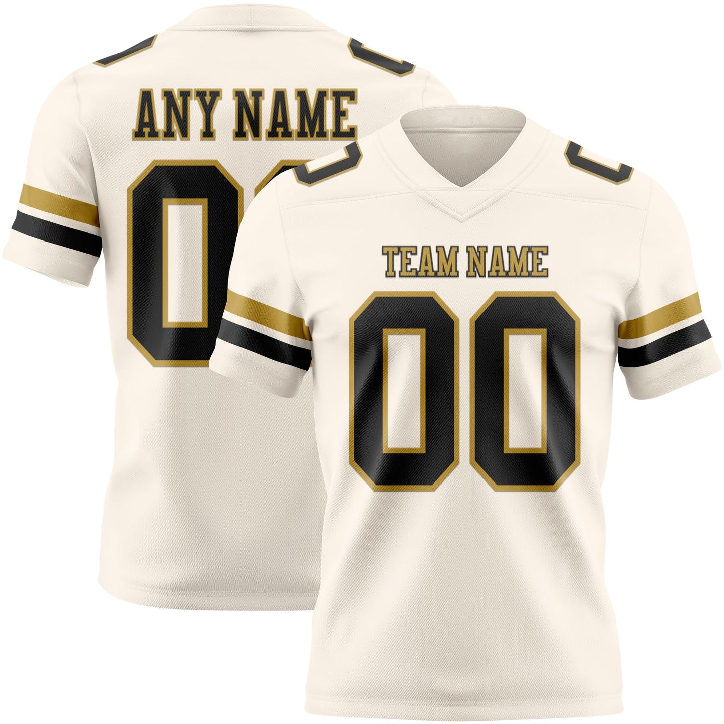 Custom Cream Black-Old Gold Mesh Authentic Football Jersey - Sky-Custom