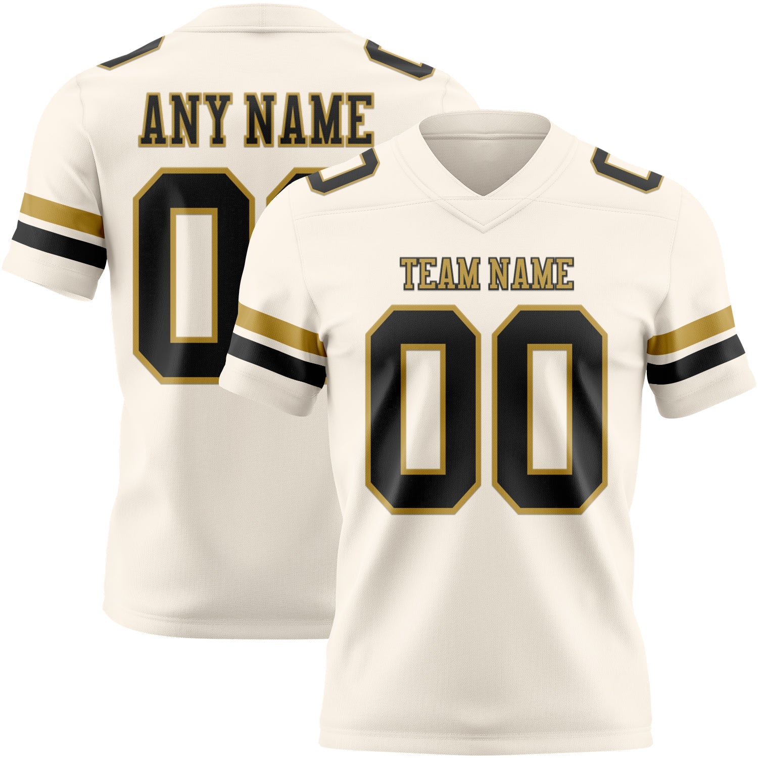 Custom Cream Black-Old Gold Mesh Authentic Football Jersey - Sky-Custom