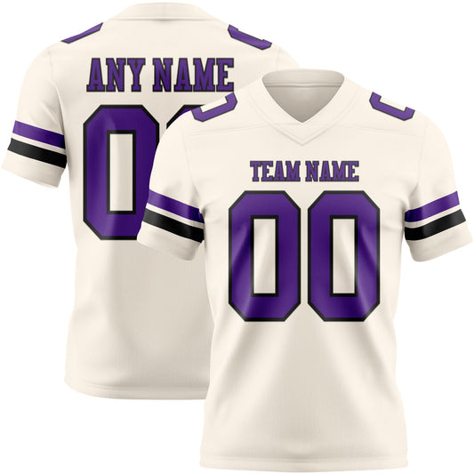 Custom Cream Purple-Black Mesh Authentic Football Jersey - Sky-Custom